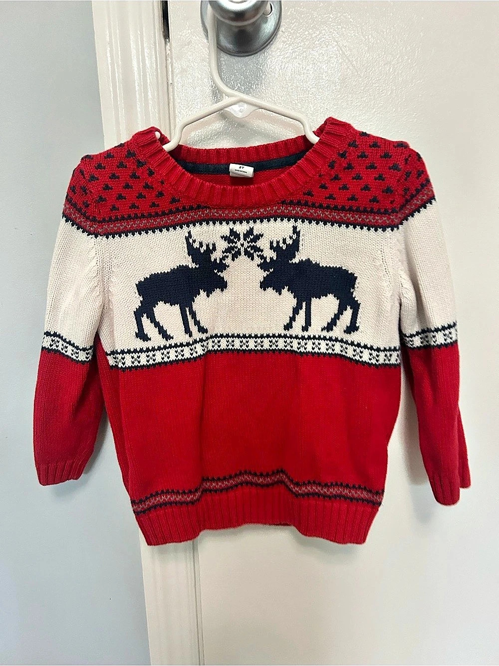 Janie and Jack Boys' Reindeer Sweater Red & White Size 2T